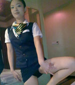 China airlines stewardess stripping off uniform