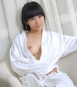 Chinese girl nip slip in her fluffy white bathrobe